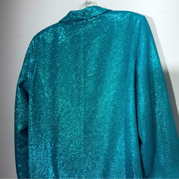 Meshki Becky Shimmer Oversized Blazer Dress Aquamarine L Mermaid Glitter Festive - Picture 12 of 16